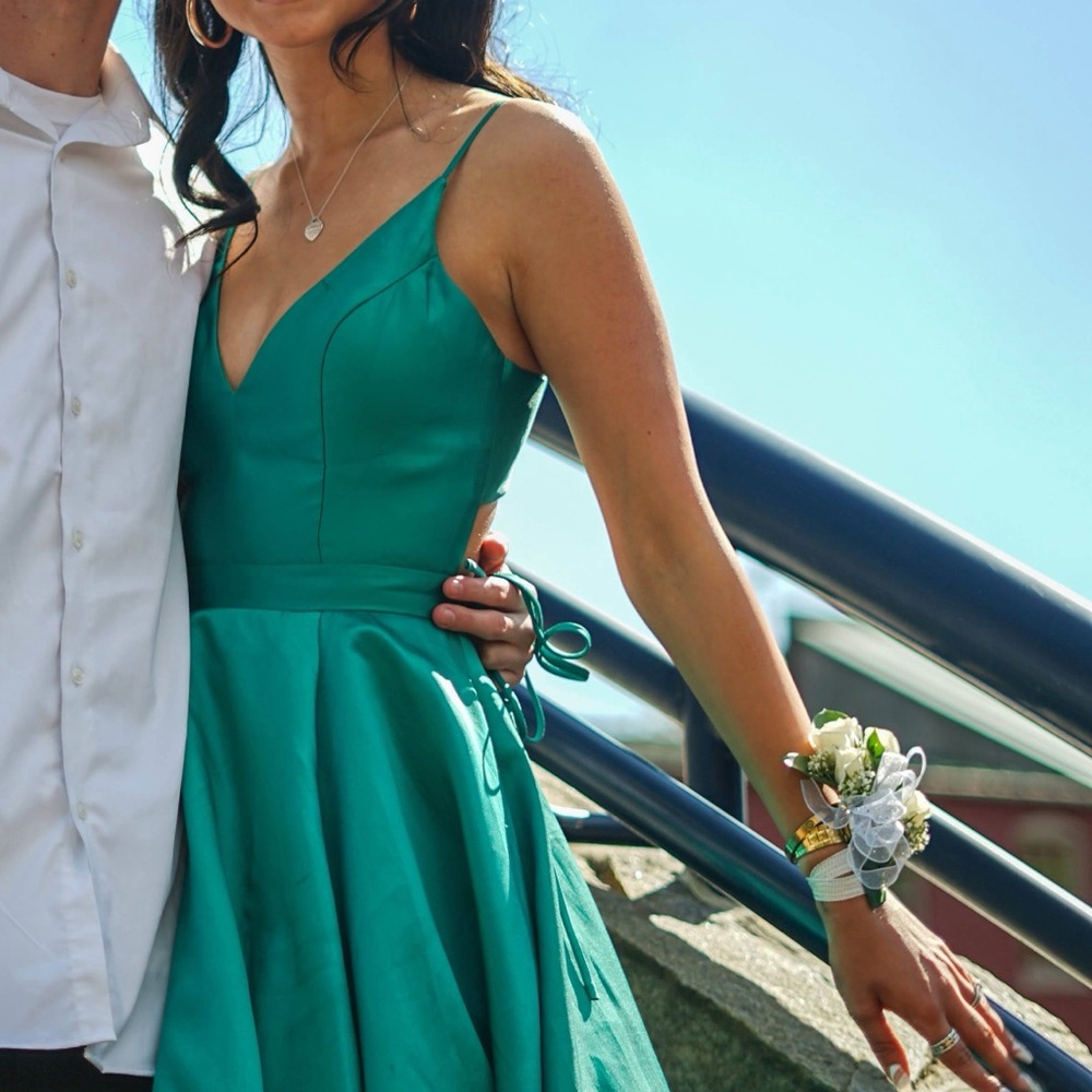Sherri Hill Green Ball Gown Open Back